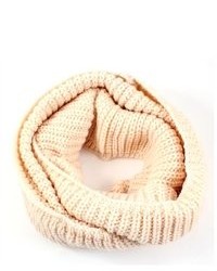 IDS 2 Circle Cable Knit Cowl Neck Long Scarf Shawl Beige