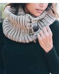 Mocha Button Accent Infinity Scarf