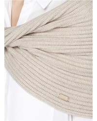 Armani Collezioni Wool Cashmere Rib Knit Twist Wrap