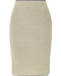 Calvin Klein Collection Perforated Stretch Knit Skirt Cream