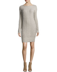 Three Dots Kelsy Cable Knit Sweater Dress Natural