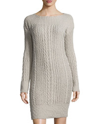 Three Dots Kelsy Cable Knit Sweater Dress Natural