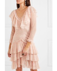 Alexander McQueen Ruffled Knitted Silk Mini Dress