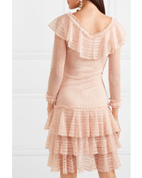 Alexander McQueen Ruffled Knitted Silk Mini Dress