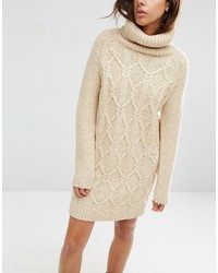 Asos Sweater Dress In Cable Stitch With Roll Neck