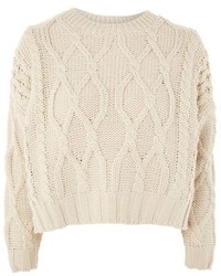 Topshop Cropped Cable Knit Jumper