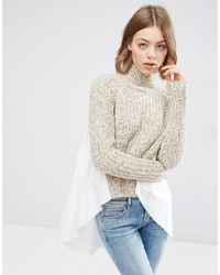 Asos Knitted Sweater With Woven Back