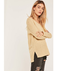 Missguided Petite Nude Knit Long Sleeve Sweater