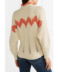 Isabel Marant Bell Ed Open Knit Cotton Blend Turtleneck Sweater