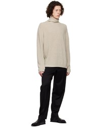 Margaret Howell Biege Ribbed Roll Neck Sweater