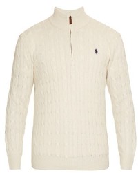 Polo Ralph Lauren Funnel Neck Cable Knit Silk Sweater