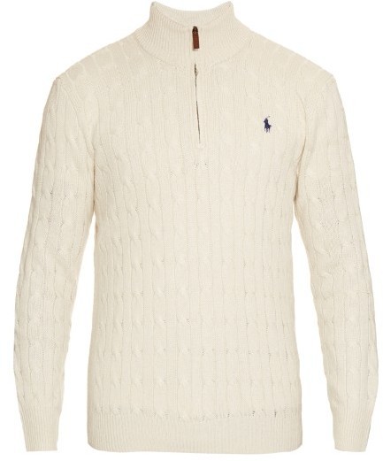 Polo Ralph Lauren Funnel Neck Cable Knit Silk Sweater, $175