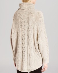 Halston Heritage Sweater Oversized Turtleneck Cable Stitch Wool