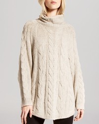 Halston Heritage Sweater Oversized Turtleneck Cable Stitch Wool