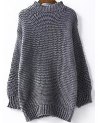 High Neck Chunky Knit Beige Sweater