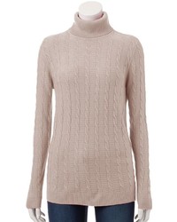 croft & barrow Ribbed Cable Knit Turtleneck Sweater