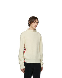 Thom Browne White Stripe Relaxed Fit Boat Neck Sweater