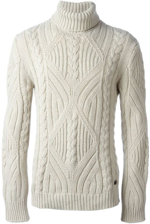 Woolrich Cable Knit Turtle Neck Sweater, $204 | farfetch.com | Lookastic