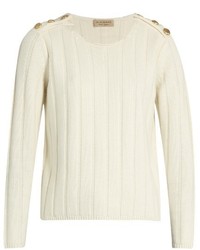 Burberry London Rye Wool And Cashmere Blend Ribbed Knit Sweater