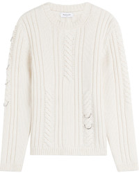 Thierry Mugler Mugler Wool Cashmere Cable Knit Pullover With Piercing