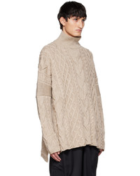 Sulvam Beige Over Argyle Turtleneck