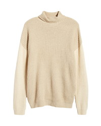 Topman Drop Shoulder Colorblock Turtleneck Sweater
