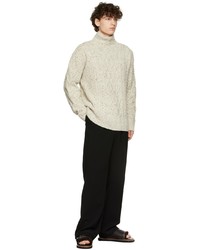Auralee Off White Cable Knit Turtleneck