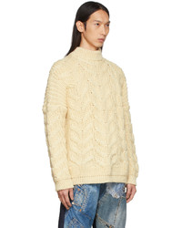 Serapis Off White Wool Cable Knit Sweater