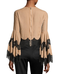 Alice + Olivia Levine Bell Sleeve Blouse W Lace