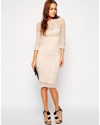 Jessica Wright Emily Lace Dress With Sleeves Nude