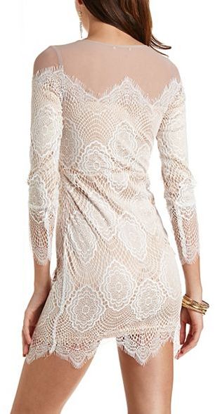 Charlotte Russe Mesh Lace Long Sleeve Bodycon Dress, $34 | Charlotte ...