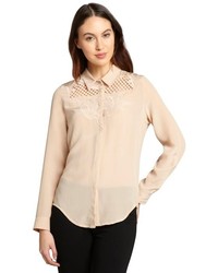 Aryn K Peacock Silk Lace Embroidered Blouse