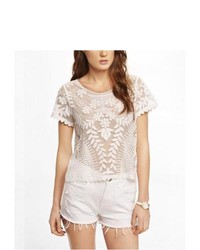 Express Short Sleeve Baroque Lace Tee