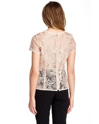 Rebecca Taylor Short Sleeve Floral Lace Blouse