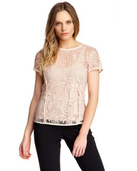 Rebecca Taylor Short Sleeve Floral Lace Blouse
