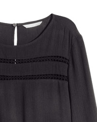 H&M Crinkled Dress Black Ladies