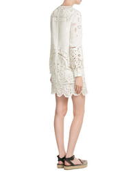 Valentino Linen Mini Dress With Lace