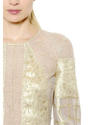 Alberta Ferretti Long Sleeves Silk Lace Lurex Dress
