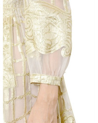Alberta Ferretti Long Sleeves Silk Lace Lurex Dress