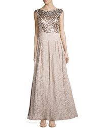 Kay Unger New York Cap Sleeve Sequined Lace Gown