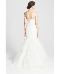 Amsale Carson French Lace Tulle Mermaid Wedding Dress