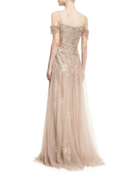 Rickie Freeman For Teri Jon Sequin Lace Evening Gown W Tulle Overlay