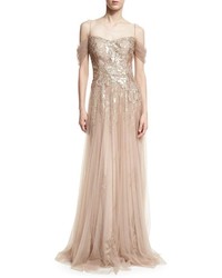 Rickie Freeman For Teri Jon Sequin Lace Evening Gown W Tulle Overlay