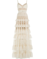 Elie Saab Silk Blend Tiered Lace Gown