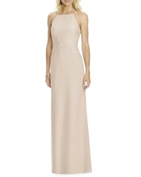 After Six Square Neck Lace Chiffon Gown