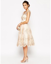 Bardot Chi Chi London Premium Lace Midi Prom Dress With Neck