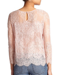 The Kooples Three Quarter Sleeve Lace Blouse