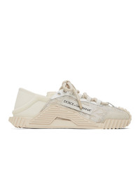 Dolce And Gabbana White Lace And Leather Ns1 Sneakers