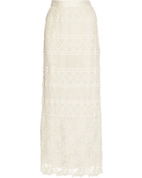 Miguelina Asher Crocheted Lace Maxi Skirt Off White