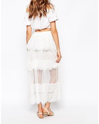 Darccy Layered Scallop Lace Maxi Skirt